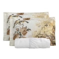 Jogo de Lençol Queen Percal 400 Fios Acetinados 03 Pç - SAFIRA ENXOVAI