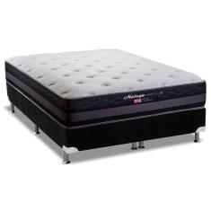 Cama Box King: Colchão Molas Herval Maxspring Málaga + Base Crc Suede Black(193X203)