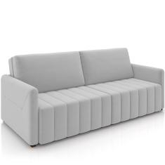 Sofá Cama Retrátil para Sala de Estar 220cm Porthos M03 Veludo Cinza  - Lyam Decor