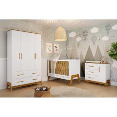 Quarto Completo Retro Bebê Moveis Peroba Guti berço 5x1 