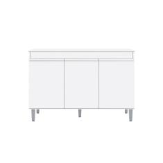 Balcão Cozinha Manu 120 cm Com Pés 3 Portas Sem Tampo Bco - AJL Móveis