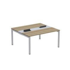 Mesa Plataforma Dupla com Pé de Aço para Coworking 150X140/2P PDC15/14/2P Noce Naturalle/Cinza