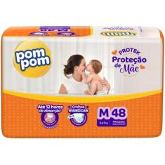 Fralda Pom Pom Protek Proteção De Mãe Mega Tam. M - 4 A 9Kg 48 Unidade