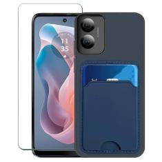 Covthch Capa para celular Moto G 5G 2024 compatível com Motorola Moto G 2024 com protetor de tela Motorola G 5G 2024 [capa carteira com suporte para cartão de crédito borracha de silicone fina fina] -