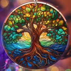 Enfeite de Natal Jabihome Ano 2024 Efeito Vitral