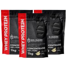 Kit: 3kg Whey Protein Concentrado - 100% Importado - Soldiers Nutrition-Unissex
