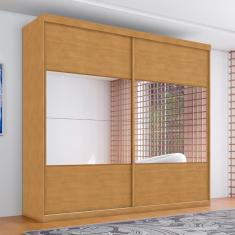 Guarda Roupa Casal Guarda Roupa Com Espelho 2 Portas Correr 4 Gavetas MDF Naturalle Casa H