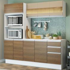 Cozinha Compacta 100% MDF Madesa Smart 190 cm Com Armário, Balcão e Tampo