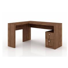 Mesa Canto P/escritório Me4129 C/ 2 Gavetas Nogal - Tecno Mobili