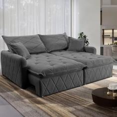 Sofá 3 Lugares Cama inBox Sublime Retrátil e Reclinável Revestido em Bouclé - 180cm de largura