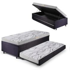 Bicama Box Baú Solteiro Com Colchão Ecoline D20 Ecoflex Suede Preto 88