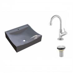 Kit Cuba Torneira 1198 Metal e Válvula 1 Pol. Compace Cinza