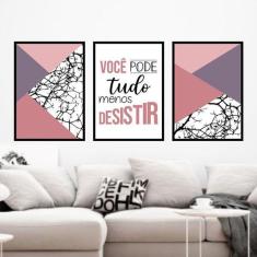 Kit 3 Quadros Decorativos Você Pode Tudo - Lilás 45X34Cm