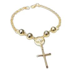 Pulseira Cruz Crucifixo Religioso Folheado Ouro 18k - Milena Folheados