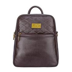 Mochila feminina de couro com matelassê Lune - Café