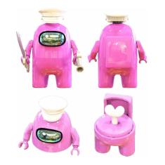 Boneco Blocos De Montar Among Of Us Skin Impostor Rosa