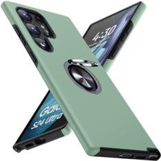 JAME Capa para Samsung Galaxy S24 Ultra, capa protetora S24 Ultra à prova de choque, com suporte de anel, capa de telefone de proteção de nível militar para Galaxy S24 Ultra de 6,8 polegadas, verde