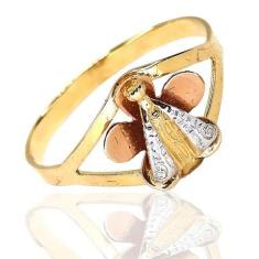 Anel de ouro 18K Flor N. S. Aparecida - Elegancy Joias, 9
