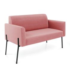 Sofá Namoradeira 2 Lugares Pé De Ferro Preto Marisa Suede D03 - D'rossi Cor Rose