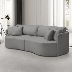 Sofá 3 Lugares Dakota Cinza Escuro 188 Cm Cinza Escuro