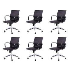 Kit 6 Cadeiras Escritório Diretor Esteirinha Rodízio Relax material si