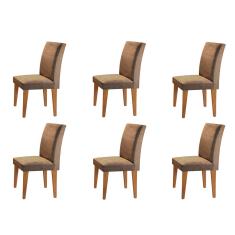 Conjunto Com 06 Cadeiras Grécia Rufato - Imbuia/Animale Chocolate