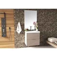 Gabinete para Banheiro Contendo Balcão Lavatório e Espelho Pietra 60cm Móveis Bosi