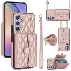 Capa carteira para Samsung Galaxy A54 5G com 4 pontos de cartão, capa flip de couro transversal com bloqueio de RFID, capa de telefone com fivela magnética, alça de pulso à prova de choque para