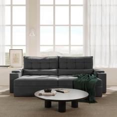 Sofá Retrátil Reclinável com Porta Copos e Usb 4 Lugares 280cm Embaúba Extra Cabecasa Madeiramadeira Cinza Diamante