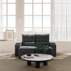 Sofá Retrátil Reclinável com Porta Copos e Usb 3 Lugares 180cm Embaúba Extra Cabecasa Madeiramadeira Cinza Diamante