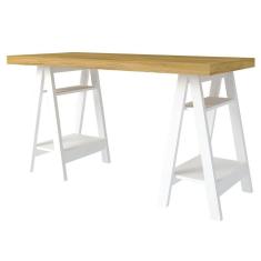 Mesa Escrivaninha 135cm Pés Cavalete Darte A06 Olmo-branco - Mpozenato
