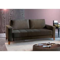 Sofá Fixo Orion 2 Lugares Luxo 140cm Castellar Móbile, Chumbo