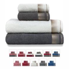 Jogo De Toalhas Gigante 4 Peças 380g-m2 100% Algodão Sublime - Branco + Gris