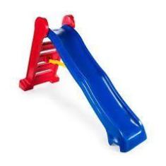 Escorregador grande 4 degraus azul com vermelho - CHBRINK