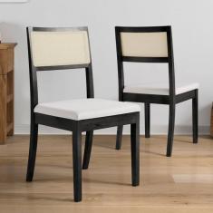 Conjunto De 2 Cadeiras Madeira Maciça Tiê Cabecasa Madeiramadeira Preto/bege Claro