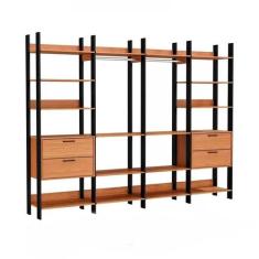 Guarda-Roupa Closet Modulado Lille II 4 GV Freijó e Preto - Dalla Cost