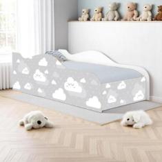 Mini Cama Fun Nuvens Cinza Infantil Com Colchão - Kids Mobili