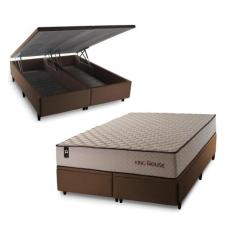 Conjunto Box Baú San Diego Bege 193x203x74 Espuma D33 - King House