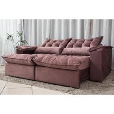 Sofá Retrátil e Reclinável Ipanema 1,50m em Tecido Veludão C/Pillow nos Braços - Montagem Inclusa