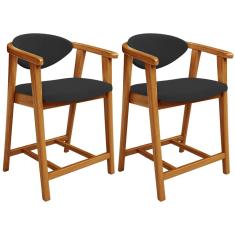 Kit 02 Banquetas Baixa Para Cozinha Sala Jantar Bancada Cecília L02 Bouclê Preto - Lyam Decor