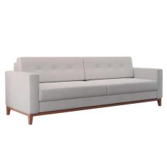 Sofá 3 Lugares Living Base de Madeira Linho Cotton Cru 210 cm