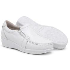 Sapato Mocassim Feminino Ortopédico Tênis Com Zíper Casual Enfermagem Em Couro-Feminino