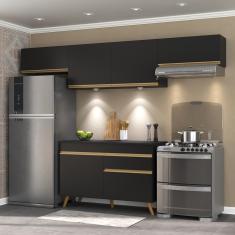 Cozinha Compacta 4 peças com Leds MP2022 Veneza Up Multimóveis Preta