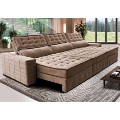 Sofá Retrátil E Reclinável 3,85m Cama Inbox Big Puffer Com So
