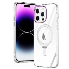 Capa de telefone com suporte giratório para iphone 12 13 14 Pro Max 14 Plus capa de telefone com suporte invisível, transparente, para iPhone 12 Promax