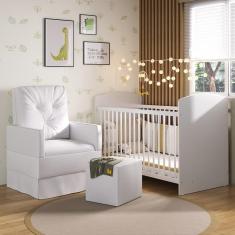 Berço com Colchão Incluso Poltrona de Amamentação e Puff Olaf Multimóveis MP4105