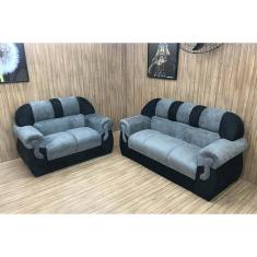 Sofá 2 e 3 Lugares Cinza com Preto 605/601 Corsa