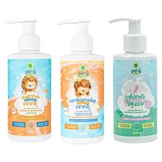 Shampoo + Condicionador Infantil Vegano Ingredientes Naturais Óleos Essenciais + Sabonete Líquido Dos Pés a Cabeça