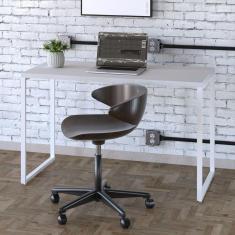 Mesa para Escritório Office Estilo Industrial 120cm Kuadra Compace Branco Chess / Est.Branca