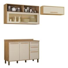 Cozinha Compacta 2 Aéreos e 1 Balcão Salvador Cinamomo/Offwhite